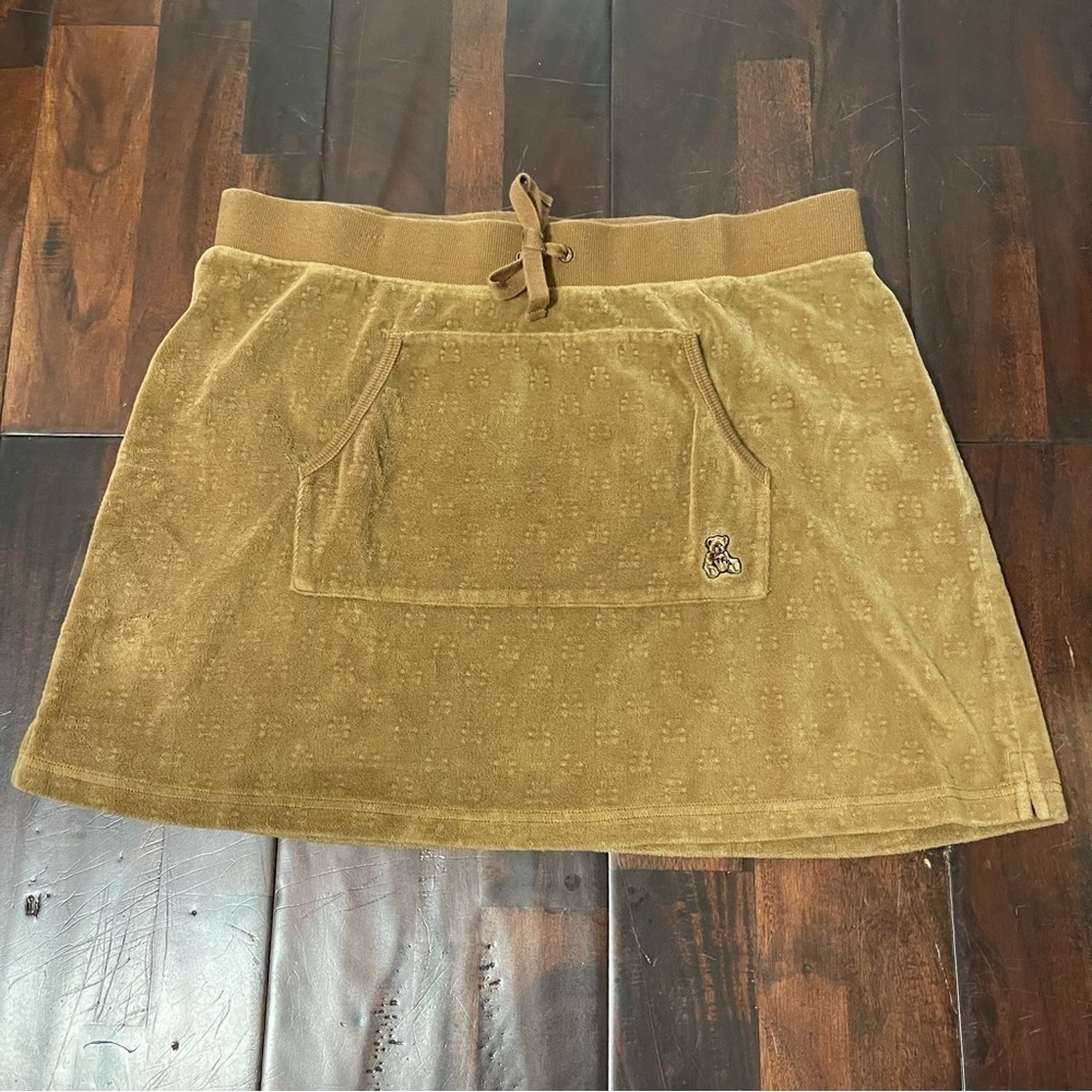 Brown Corduroy Skirt with Front Pocket